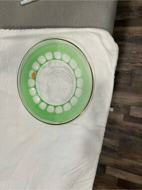 Vintage Moser Green Glass Plate ,Limited Edition